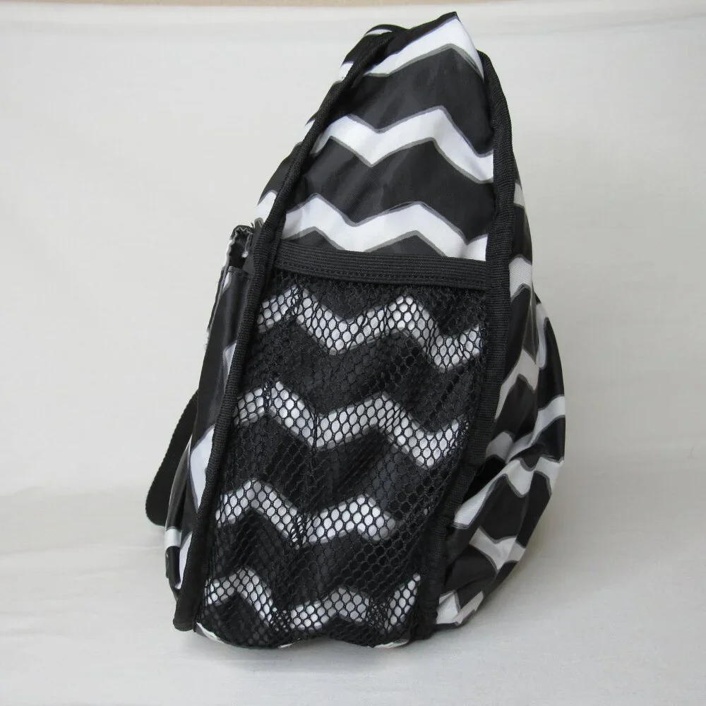 Thirty One Black White Chevront Hobo Style Crossbody Bag